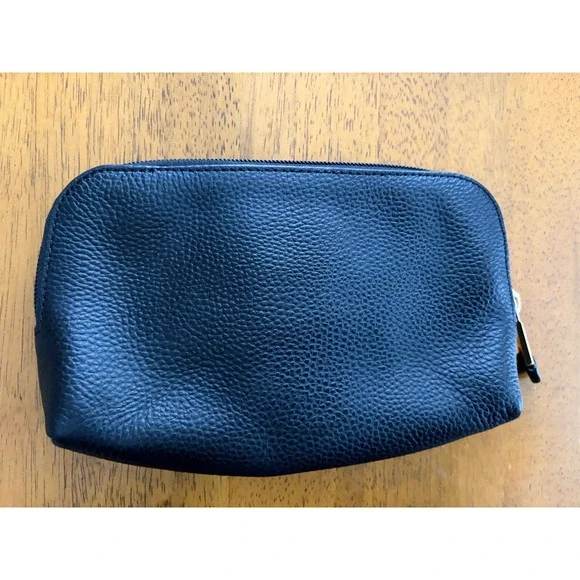 Lauren Ralph Lauren Womens Cosmetic Makeup bag 100% Cow Leather Black EUC - Picture 2 of 7